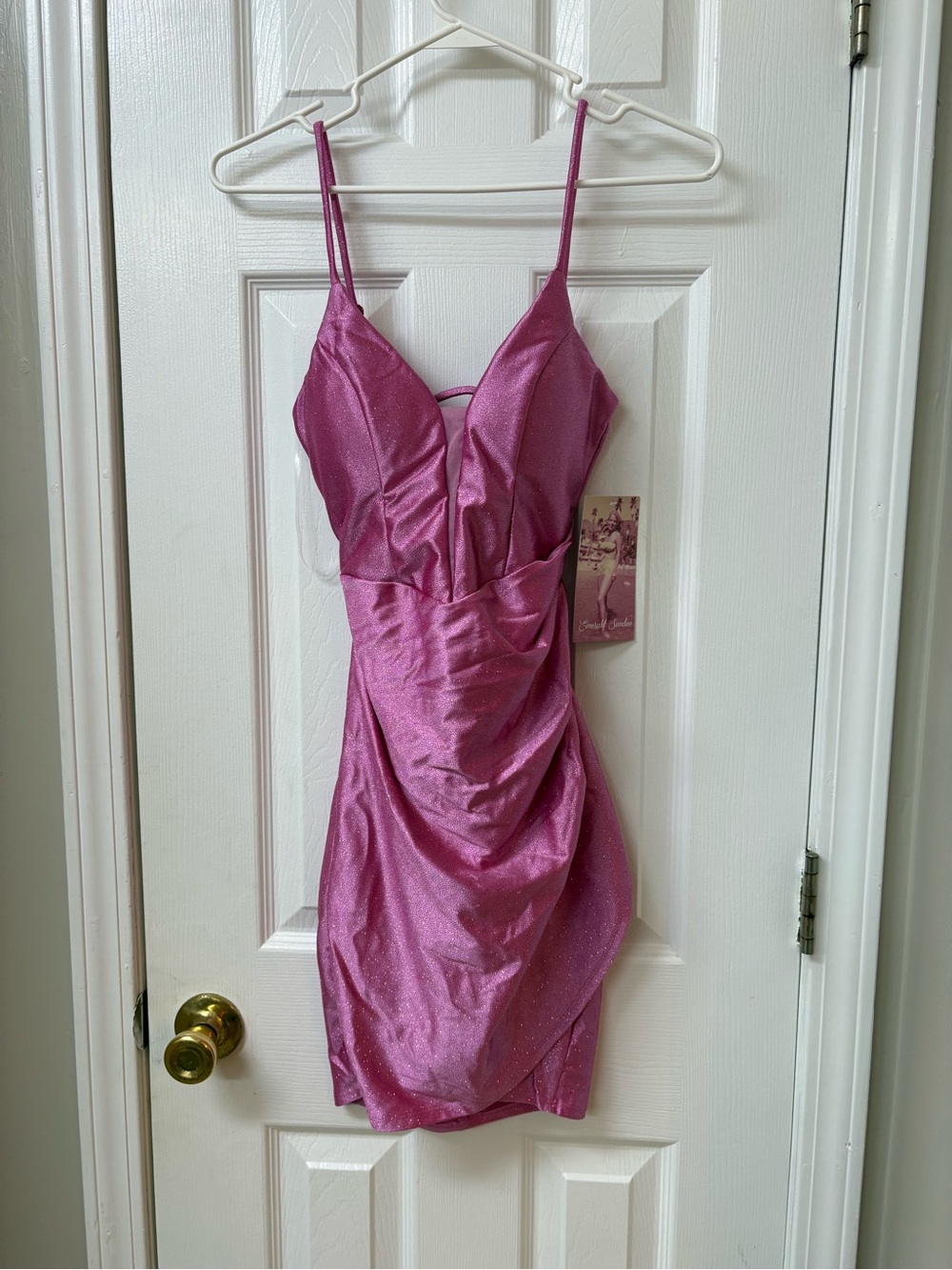 Emerald Sundae Shimmery Rose Pink Spaghetti Strap Mini